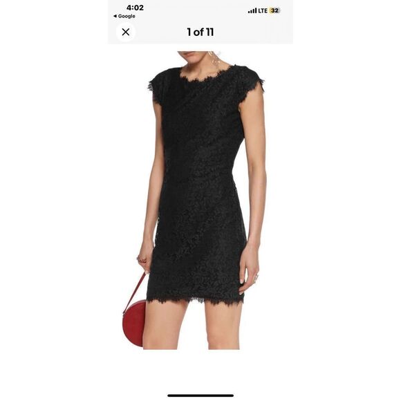Diane Von Furstenberg “Barbara” Floral Lace Overlay Cap Sleeve Zipper Mini Dress - Picture 1 of 12